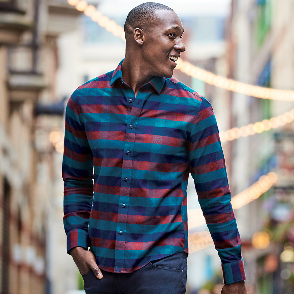 Handsome man wearing Untuckit shirt