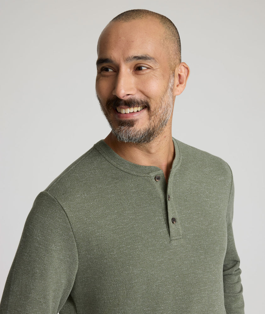 Stretch Cotton Herringbone Henley