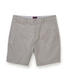 Model is wearing UNTUCKit gray 9" chino shorts.