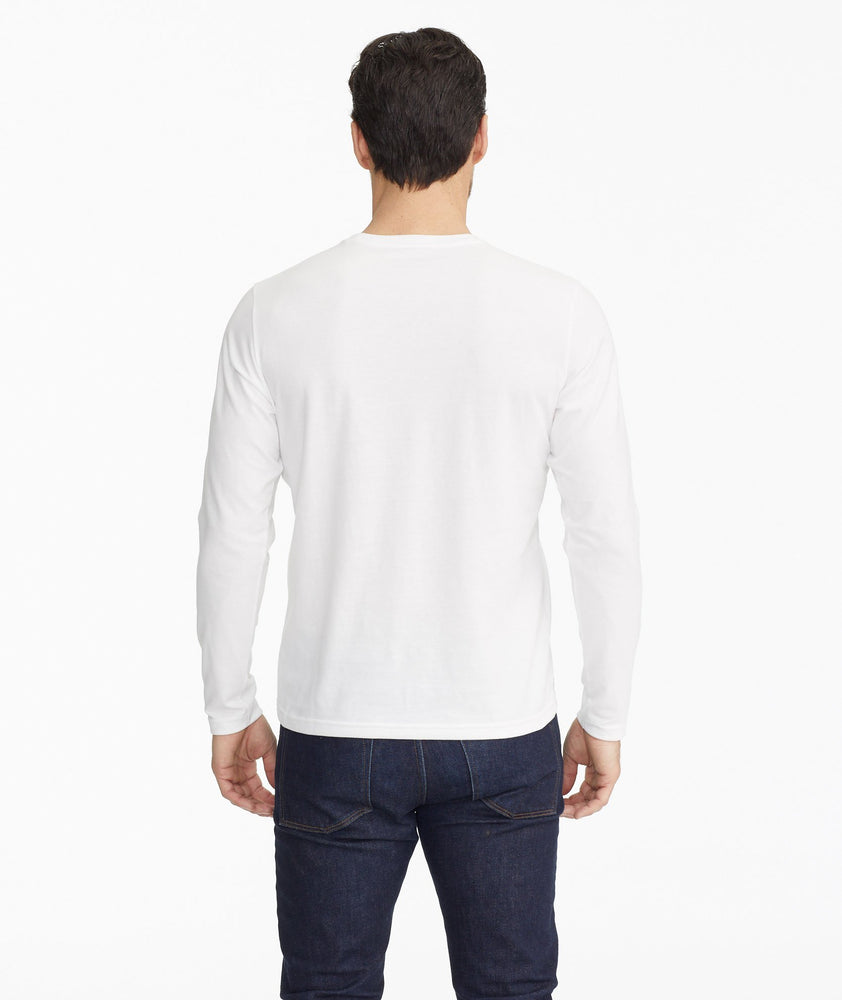 Model wearing a White The Ultrasoft Long-Sleeve Tee