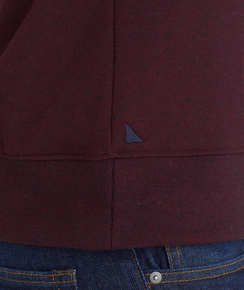 Model wearing a Dark Red Quarter-Zip Sweatshirt