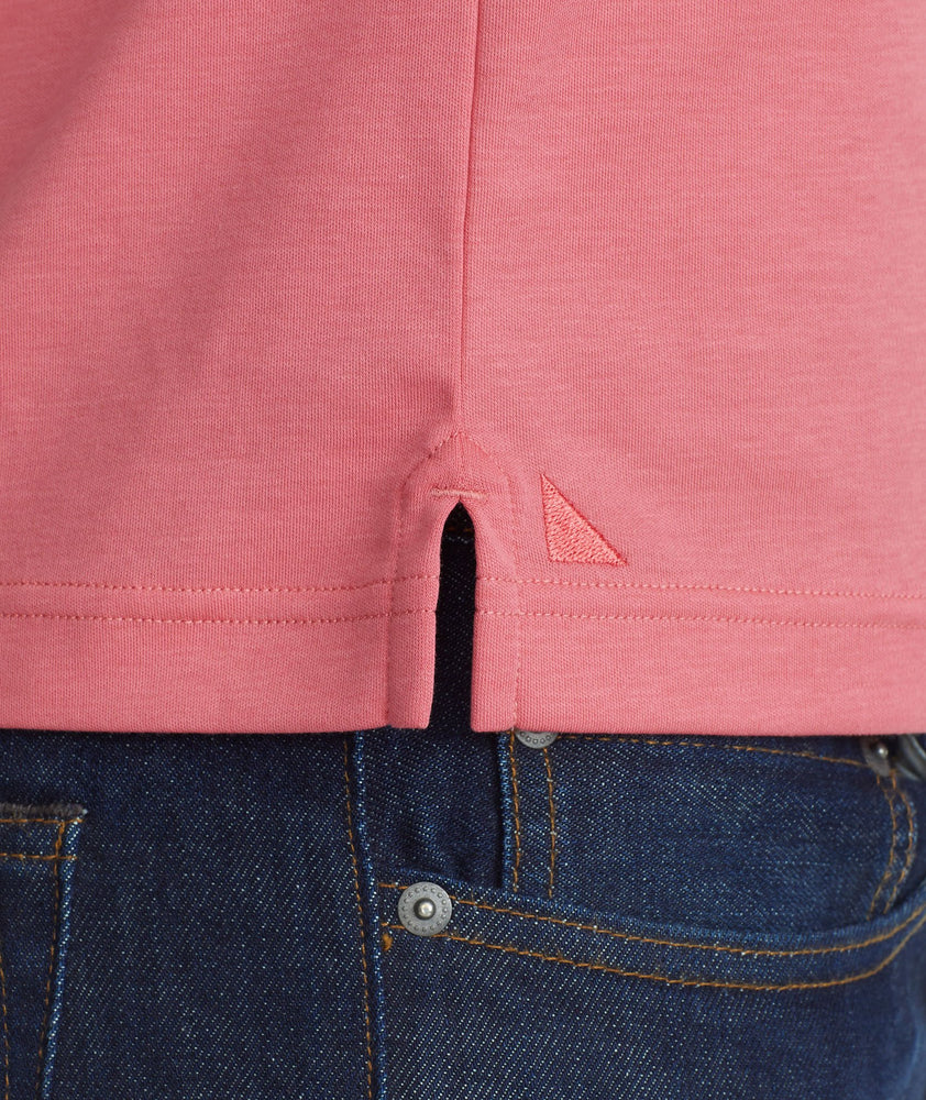 Model wearing a Light Red Wrinkle-Free Damaschino Polo