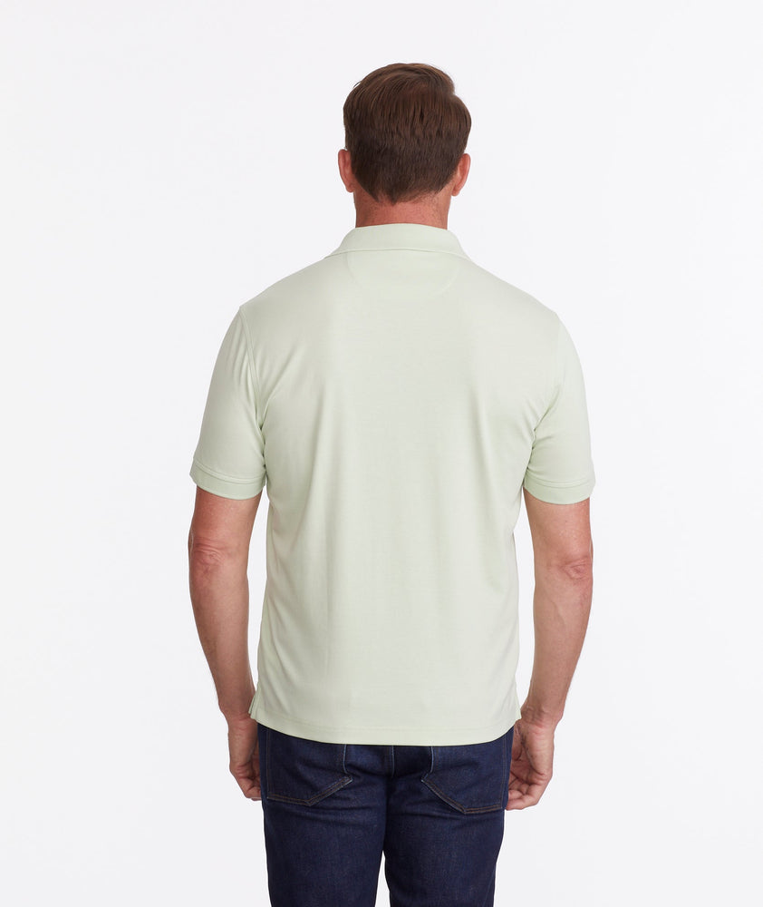 Model wearing a Dark Green Wrinkle-Free Damaschino Polo