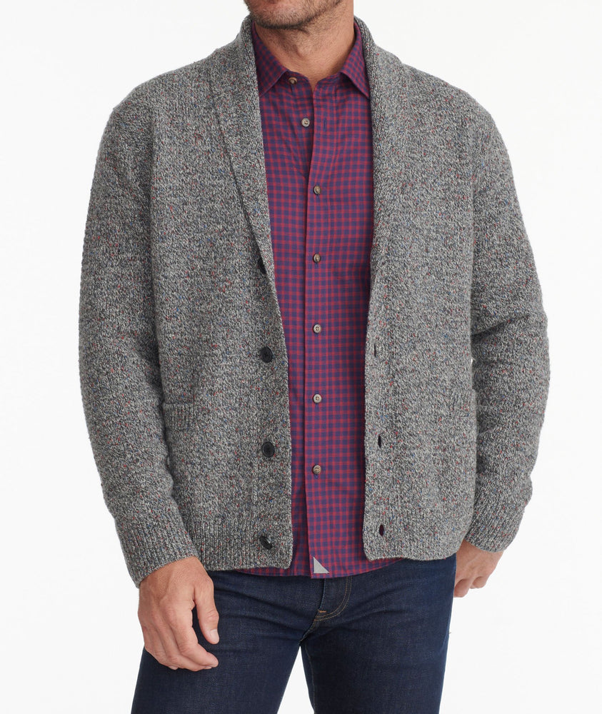 Model wearing a Dark Grey Wool Blend Cardigan
