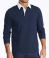 Model wearing a Contrast Collar Long-Sleeve Polo