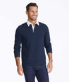 Model wearing a Contrast Collar Long-Sleeve Polo