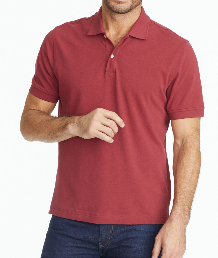 Model wearing a Dark Red The Classic Pique Polo