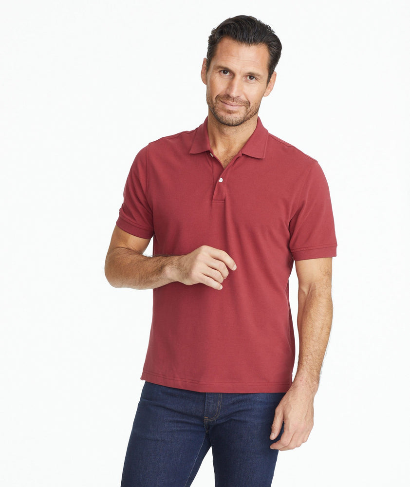 Model wearing a Dark Red The Classic Pique Polo