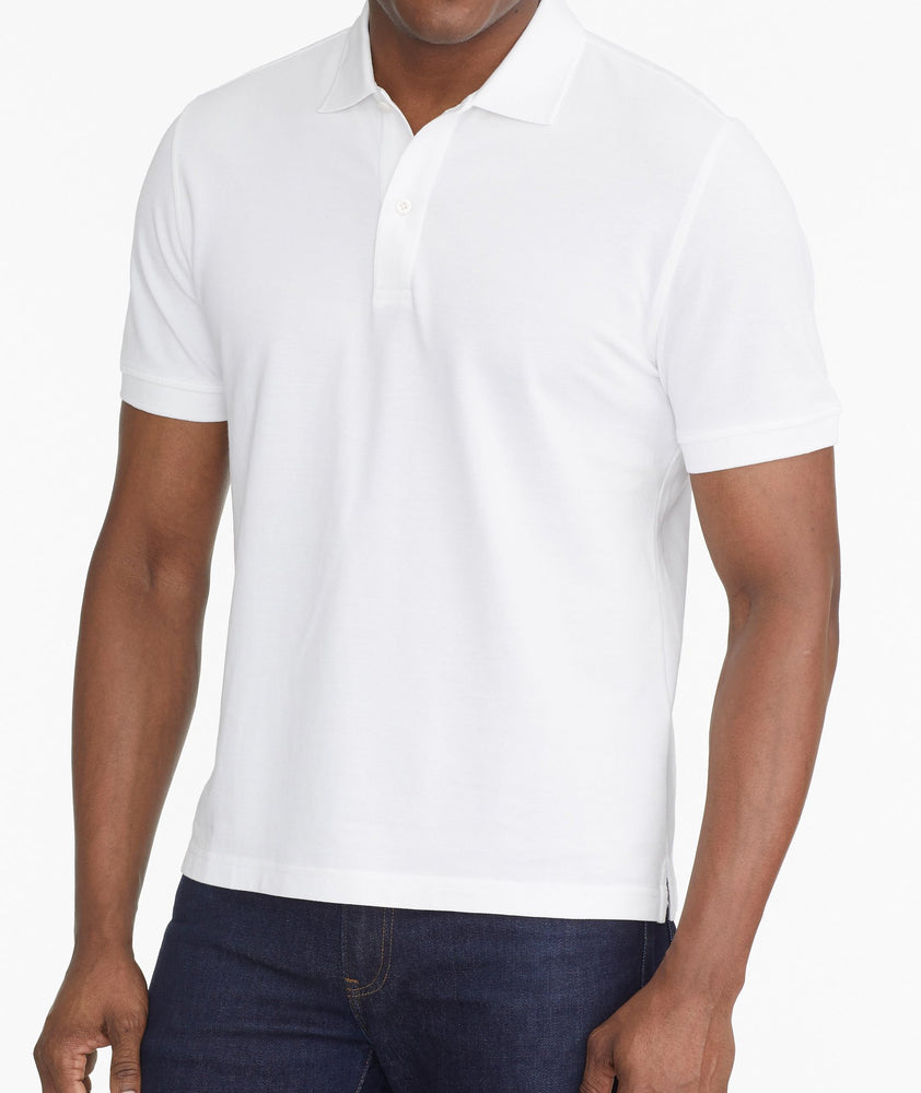 Model wearing a White The Classic Pique Polo