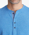 Model wearing a Blue The Double-Faced Short-Sleeve Henley