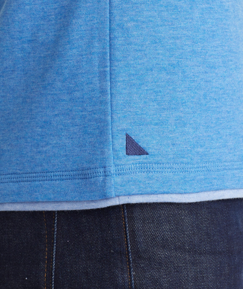 Model wearing a Blue The Double-Faced Short-Sleeve Henley