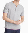 Model wearing a Grey The Double-Faced Short-Sleeve Henley