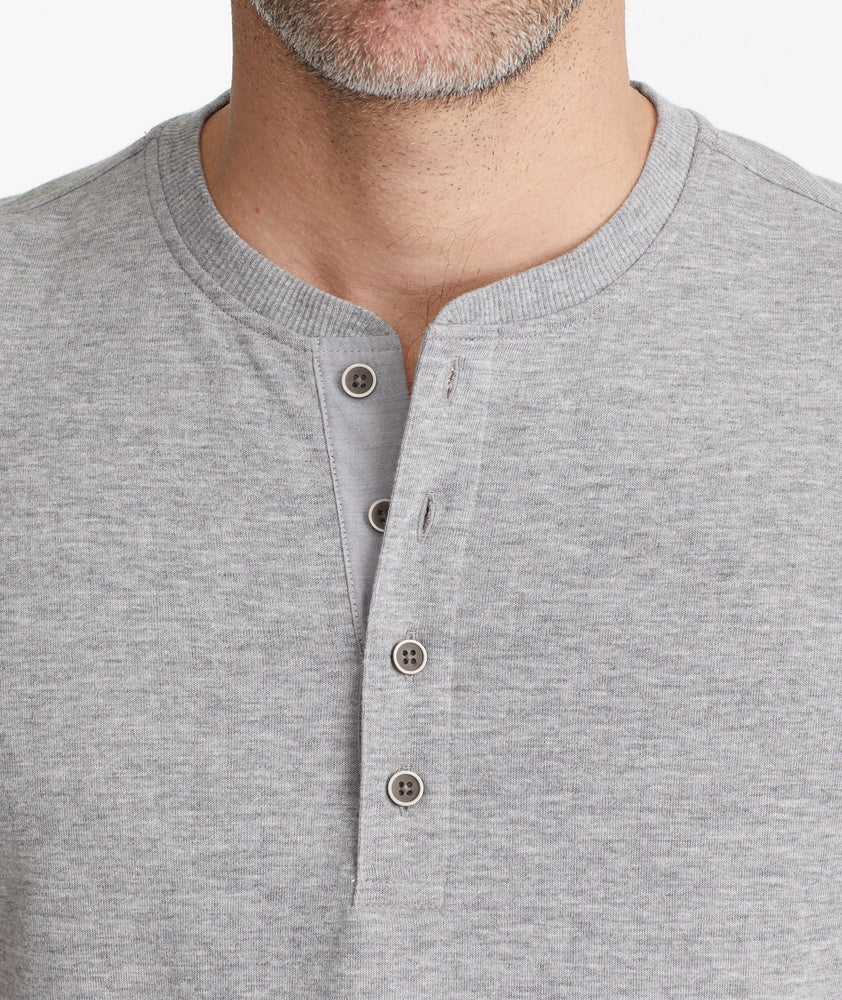 Model wearing a Grey The Double-Faced Short-Sleeve Henley
