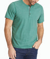 Model wearing a Mid Green Ultrasoft Short-Sleeve Henley