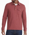 Model wearing a Bright Red Heavyweight Long-Sleeve Polo