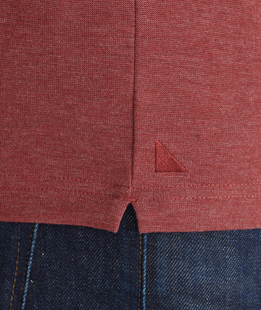 Model wearing a Bright Red Heavyweight Long-Sleeve Polo