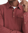 Model wearing a Bright Red Heavyweight Long-Sleeve Polo