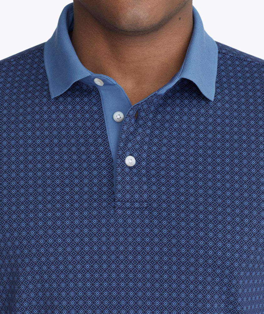 Wrinkle-Free Printed Polo with Contrast Collar - FINAL SALE