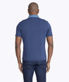 Model wearing a Blue Printed Polo with Contrast Collar