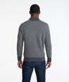 Model wearing a Grey Merino Wool Button-Neck Sweater - FINAL SALE
