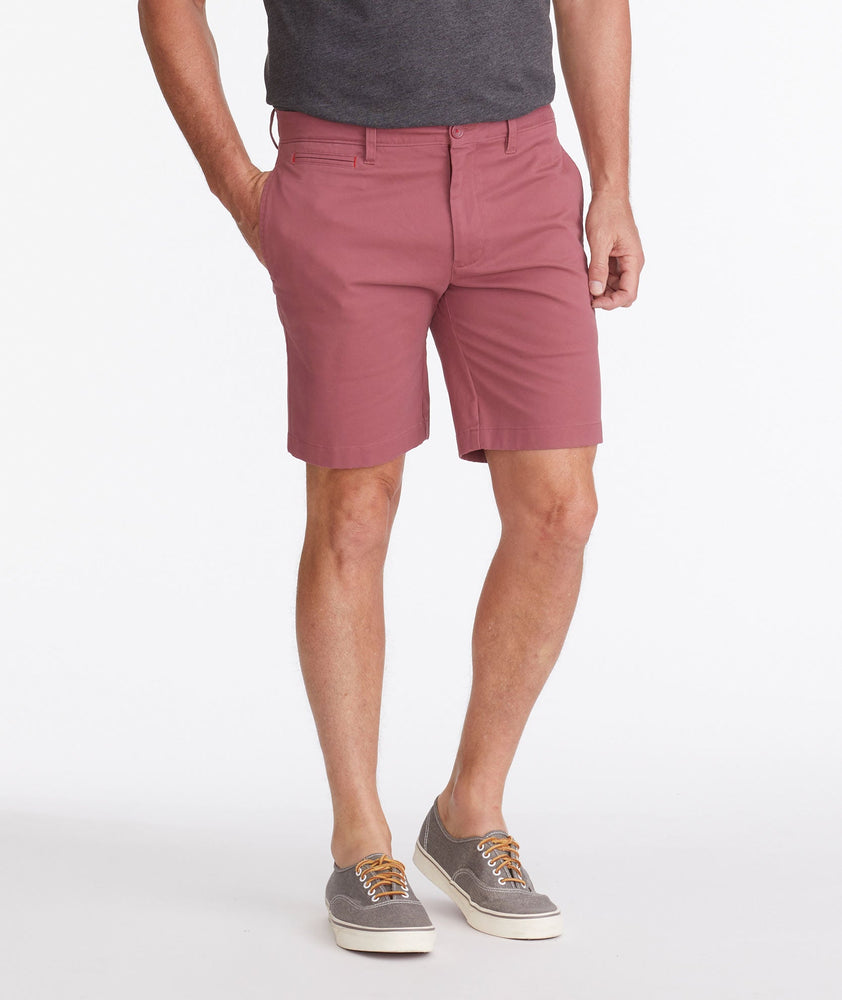 Model wearing a Light Red Chino Shorts