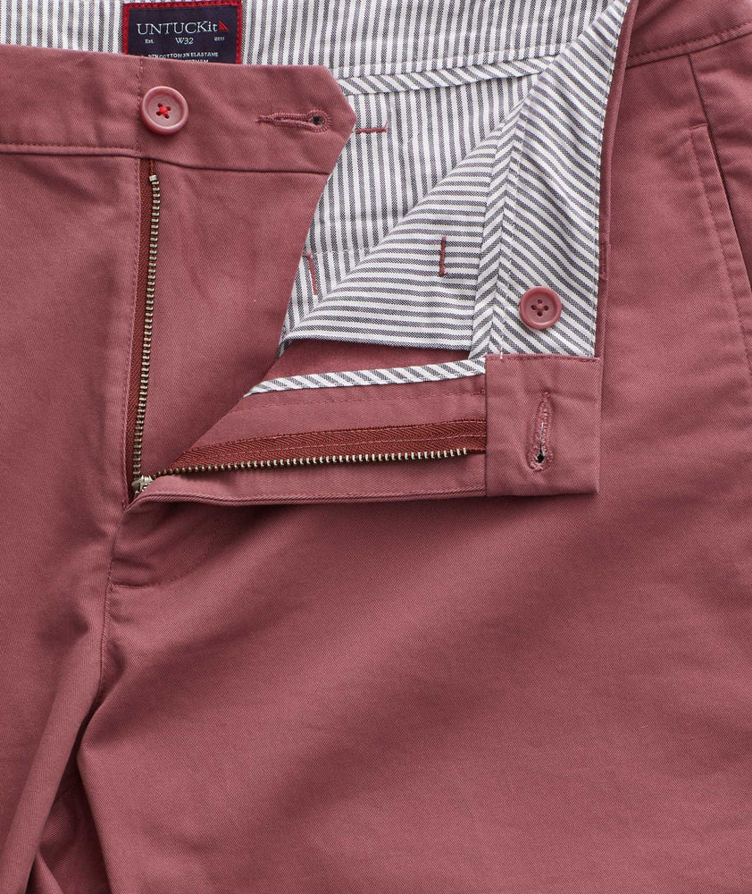 Model wearing a Light Red Chino Shorts