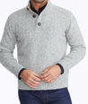 Model wearing a Grey Button-Neck Donegal Sweater