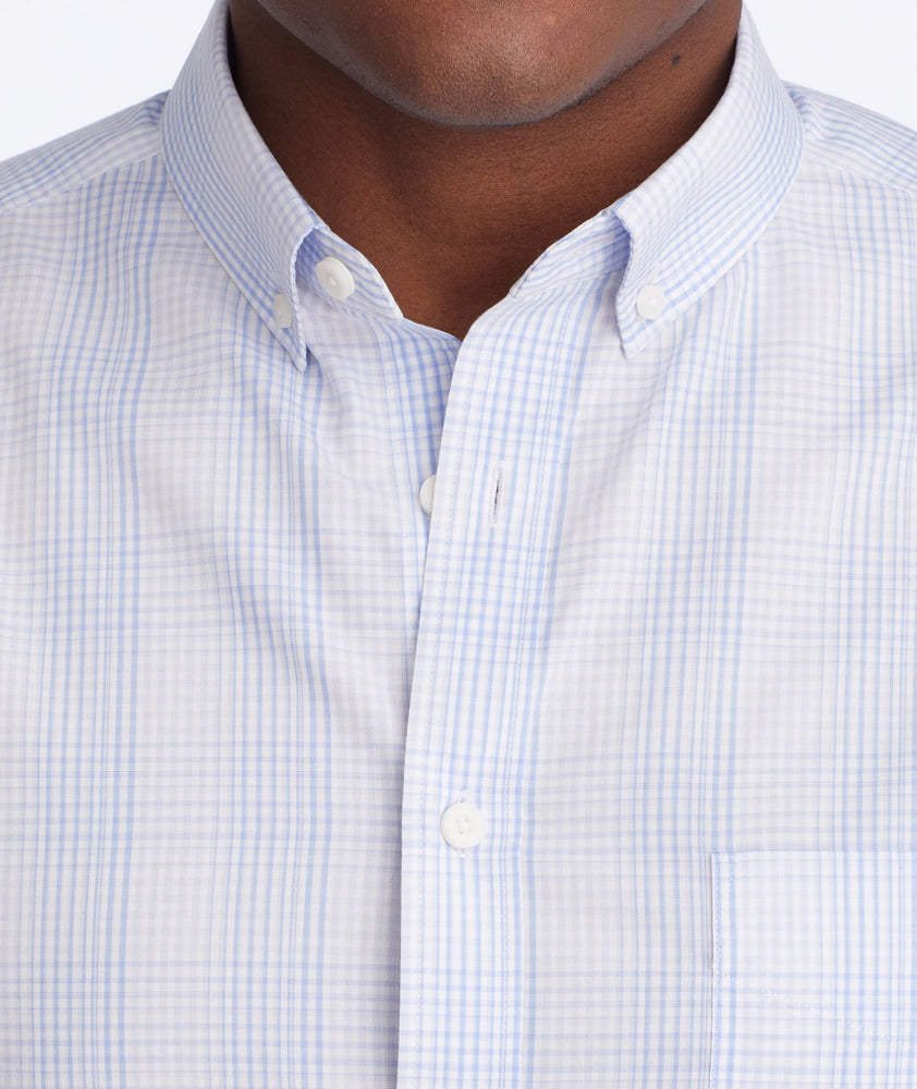 Model wearing a Purple Wrinkle-Free Wilridge Shirt