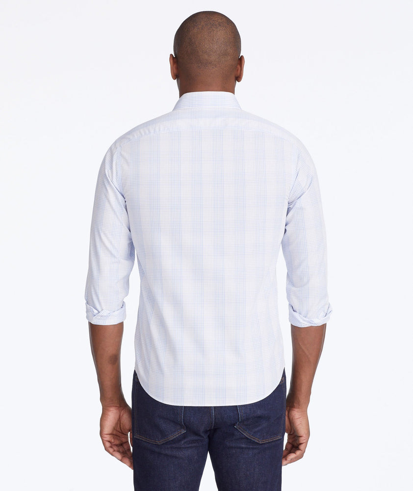 Model wearing a Purple Wrinkle-Free Wilridge Shirt