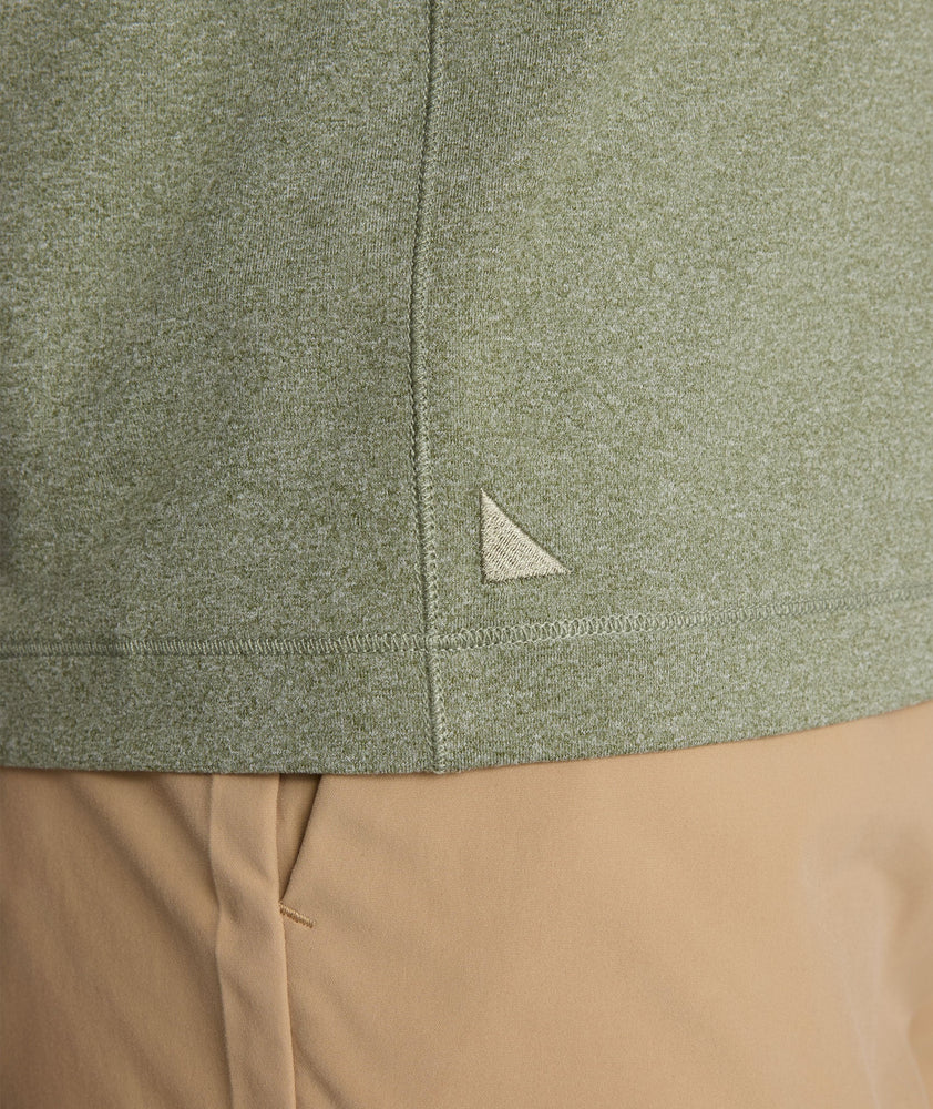 Model is wearing UNTUCKit Clarendon II in Olivine.