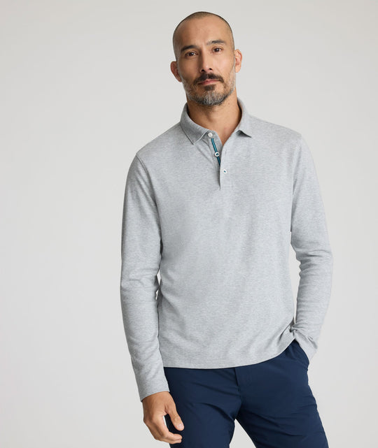 Wrinkle-Free Damaschino Long-Sleeve Polo