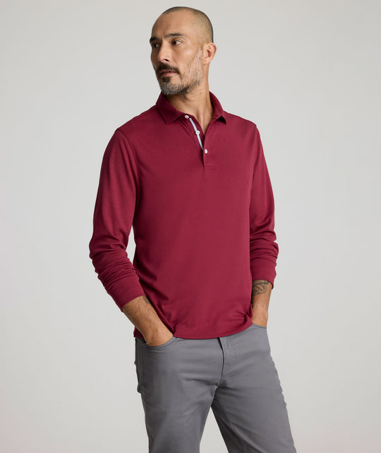 Wrinkle-Free Damaschino Long-Sleeve Polo