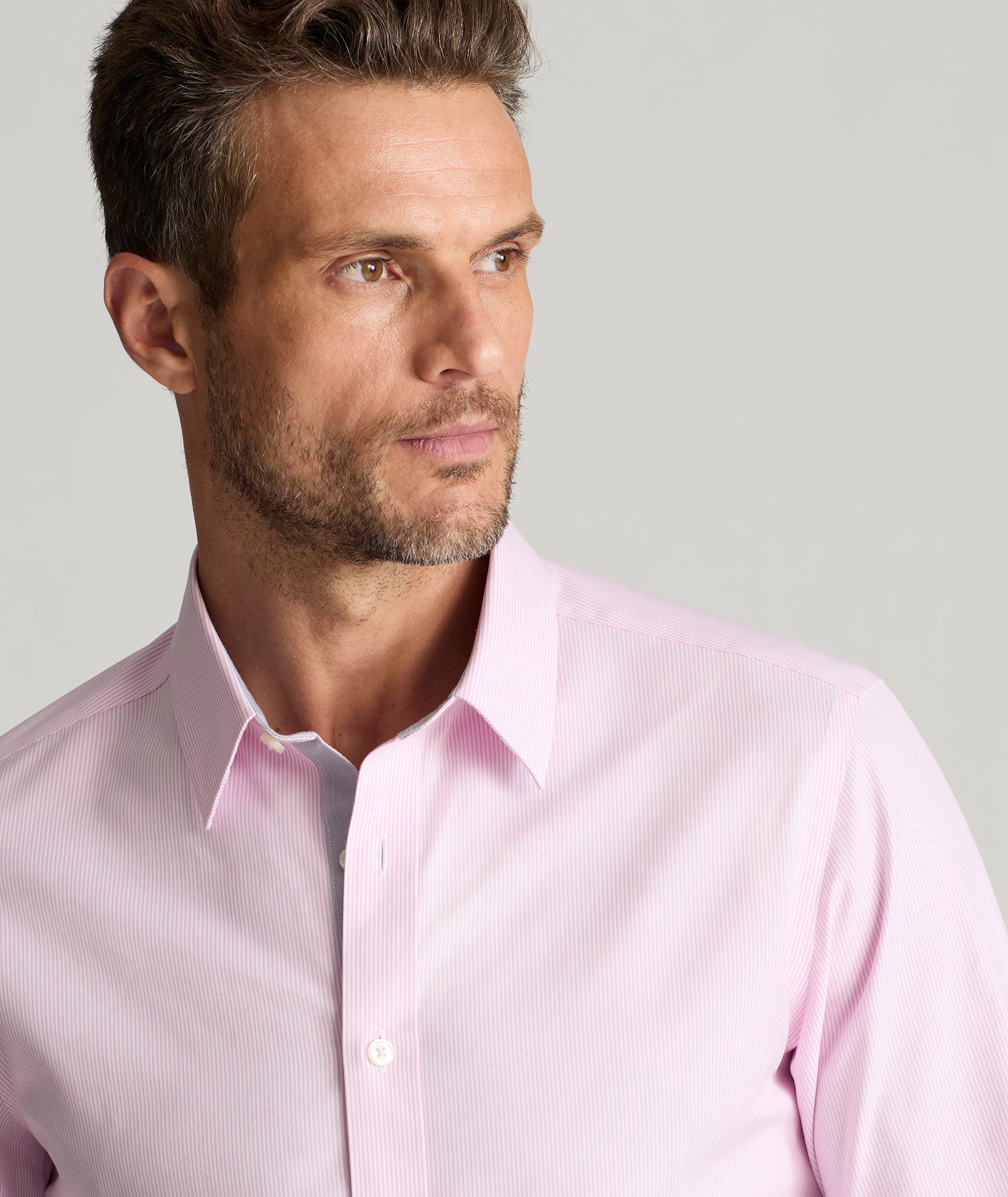 Wrinkle-Free Douro Shirt Pink & White Stripe With Contrast