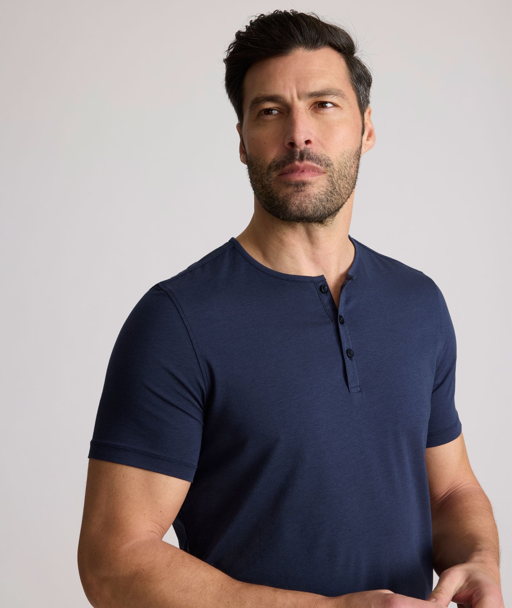 EcoSoft™ Short-Sleeve Henley Navy | UNTUCKit Canada