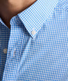 Model is wearing UNTUCKit CottonTek Harland Shirt in blue. 