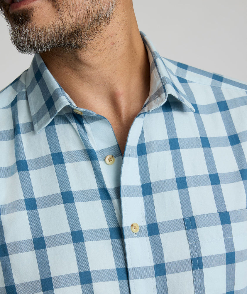 Model is wearing UNTUCKit Hartman flannel. 