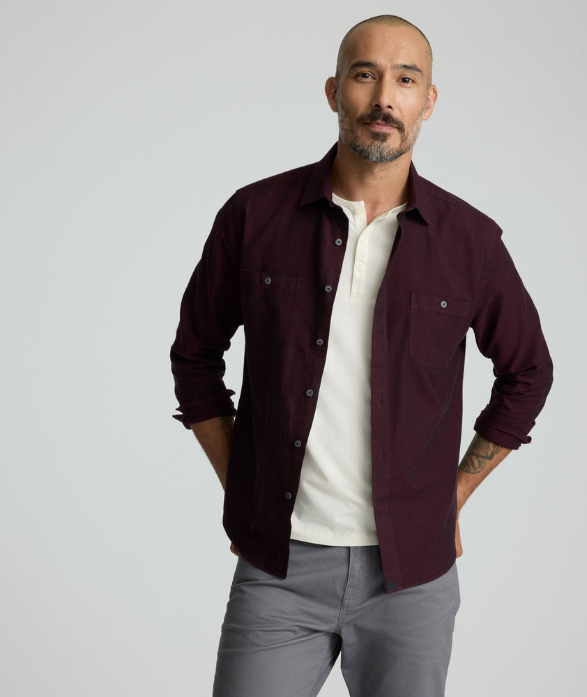 Model is wearing UNTUCKit Flannel Hemsworth Shirt in Flannel Hemsworth Shirt.