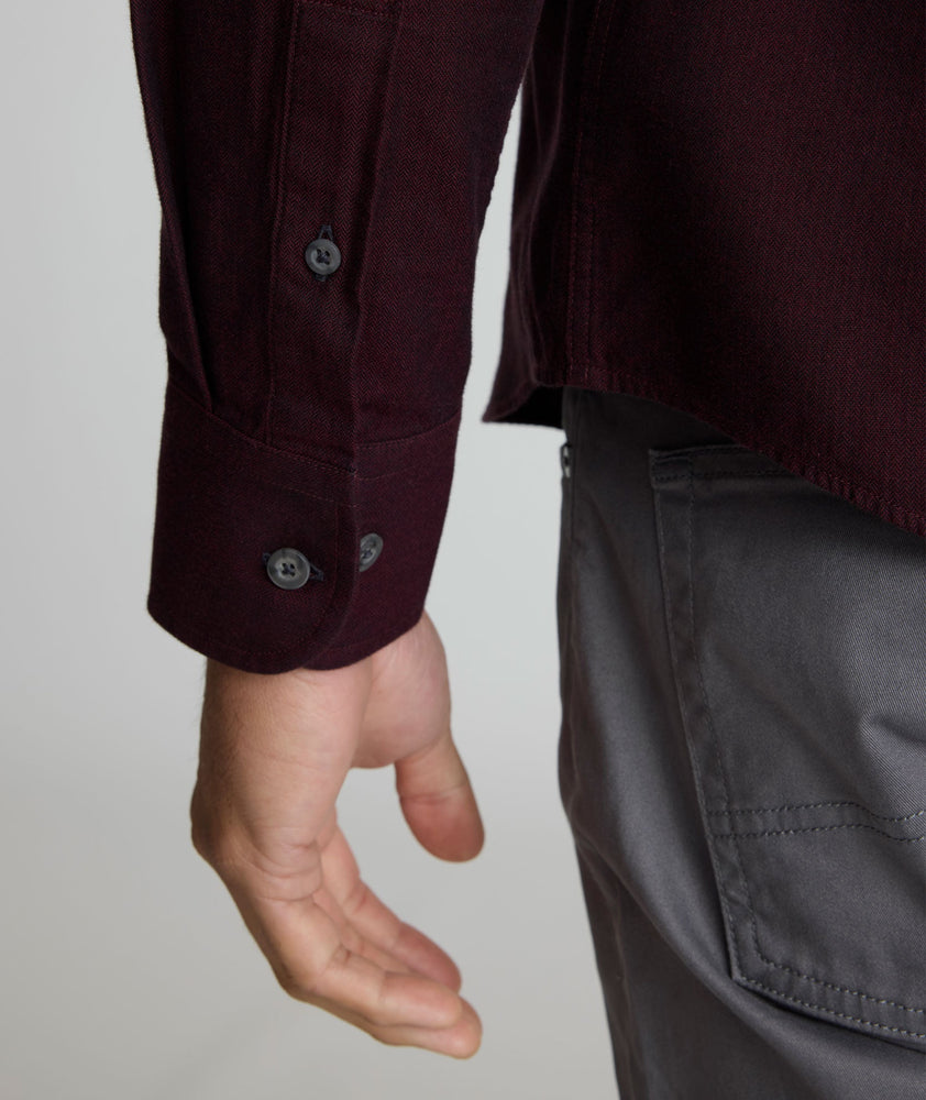 Model is wearing UNTUCKit Flannel Hemsworth Shirt in Flannel Hemsworth Shirt.