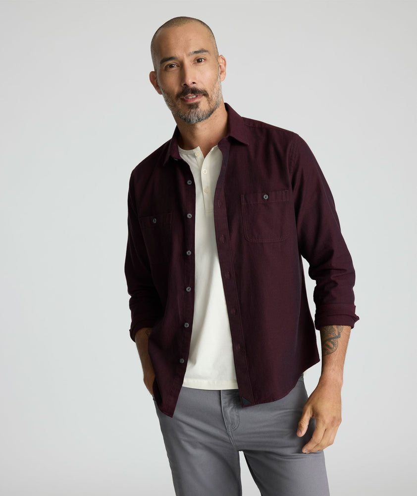 Model is wearing UNTUCKit Flannel Hemsworth Shirt in Flannel Hemsworth Shirt.