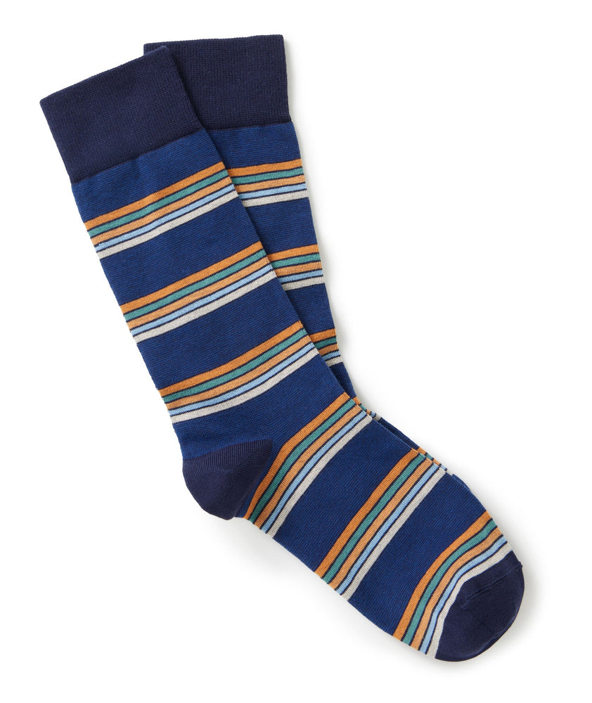 UNTUCKit Multicolor Stripe Socks in Navy Peaoat.