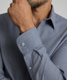 Model is wearing UNTUCKit Veneto wrinkle-free shirt. 