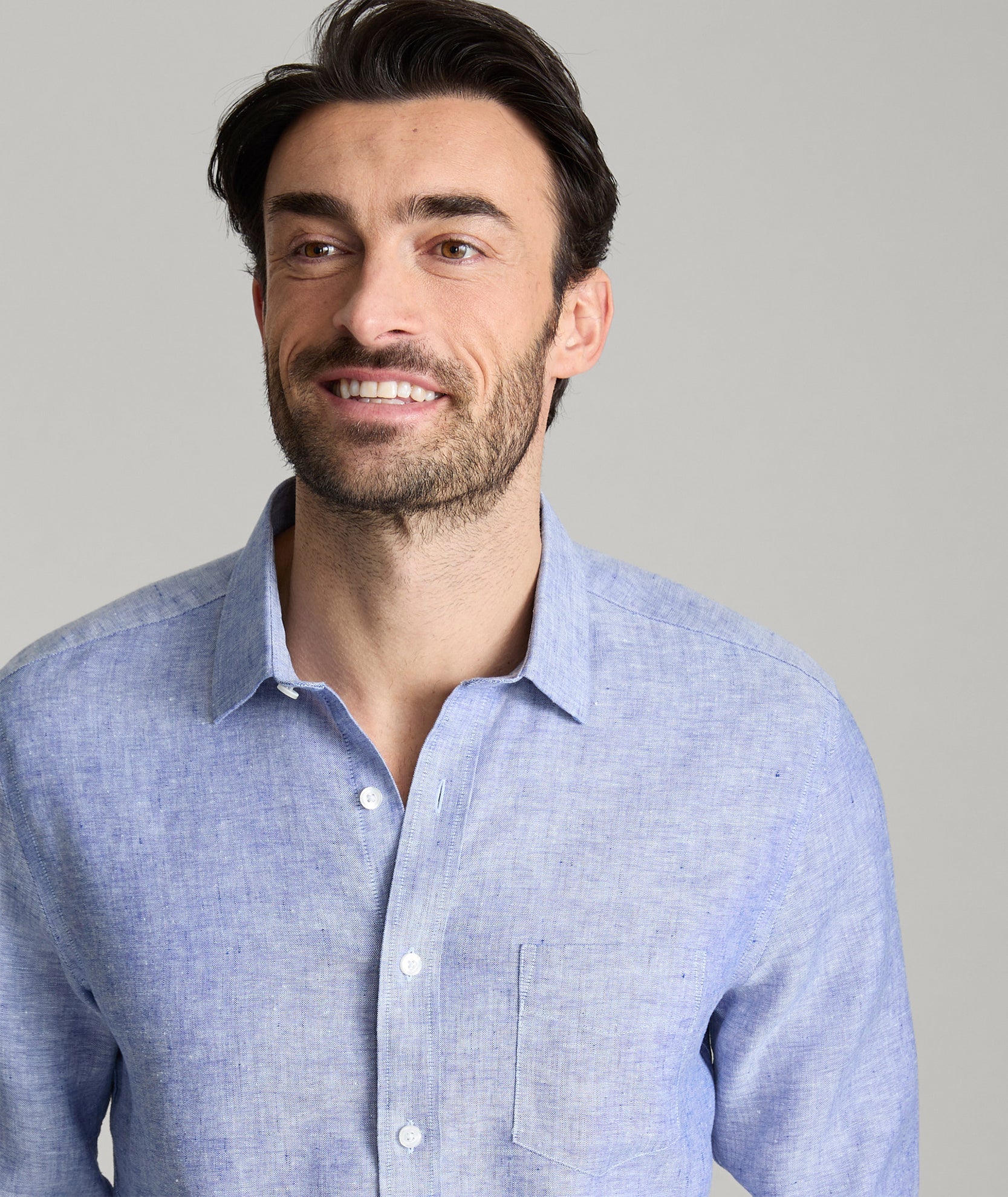 TheFound Male Monochrome Style Short Sleeve Shirt Linen