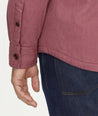 Model is wearing an UNTUCKit Ziraldo jacket in burgundy.