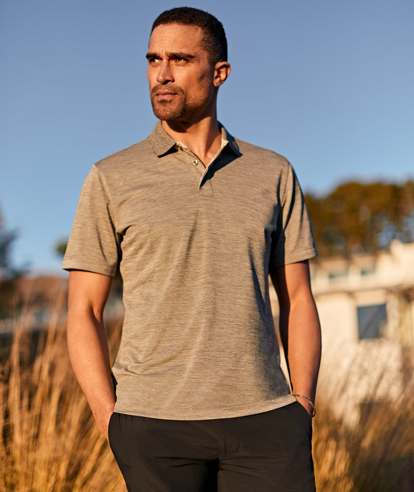 No Sweat Heathered Polo Gray | UNTUCKit Canada