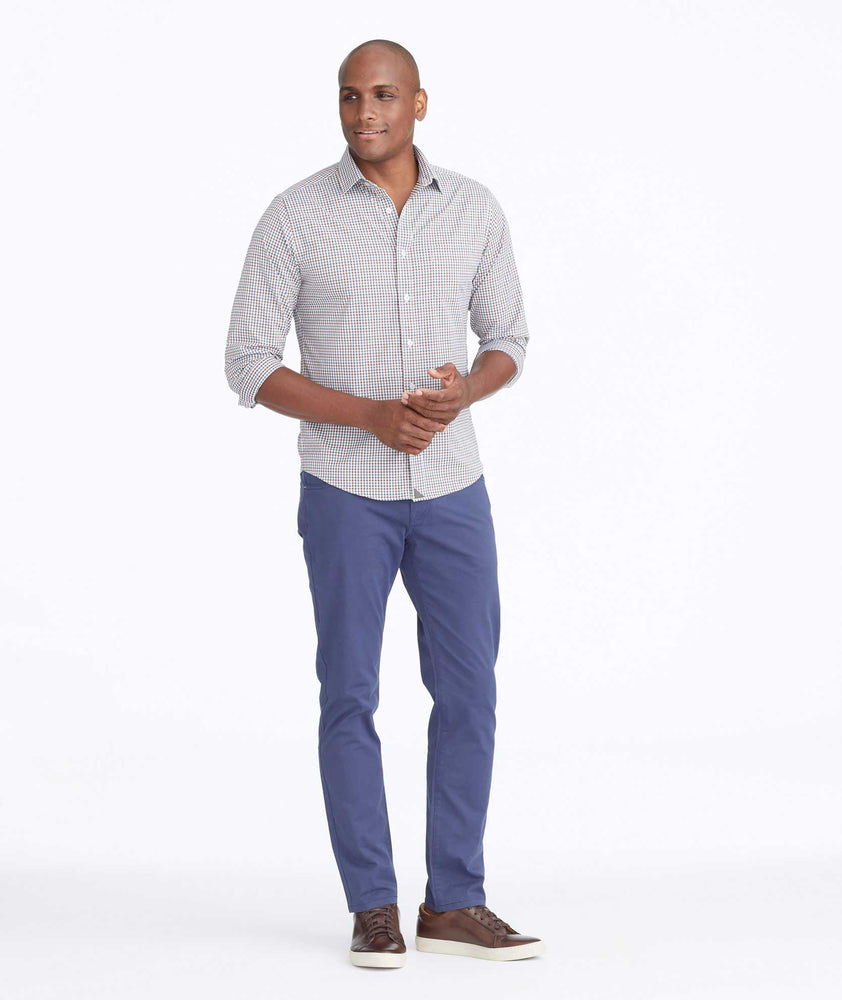 Model wearing a Dark Blue 5-Pocket Pants