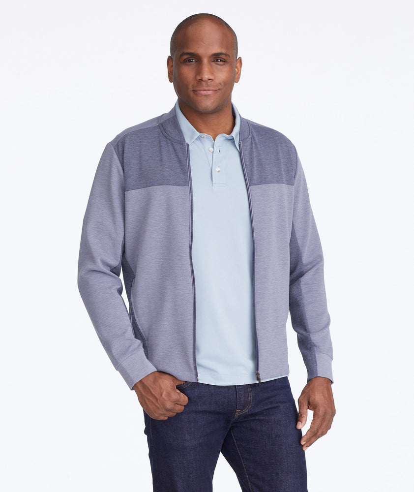 Model wearing a Blue Traveler Full-Zip