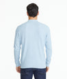 Model wearing a Light Blue Textured Long-Sleeve Polo
