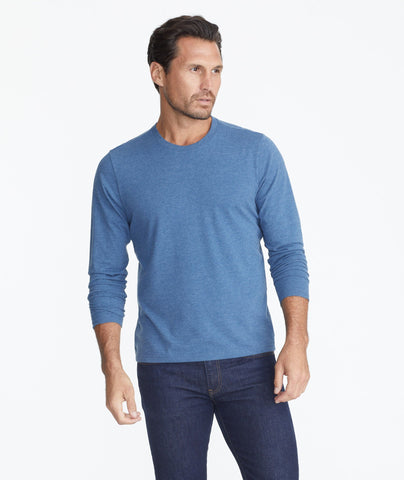 Model wearing a Blue UltraSoft Long-Sleeve Tee