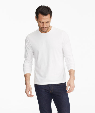 Model wearing a White The Ultrasoft Long-Sleeve Tee