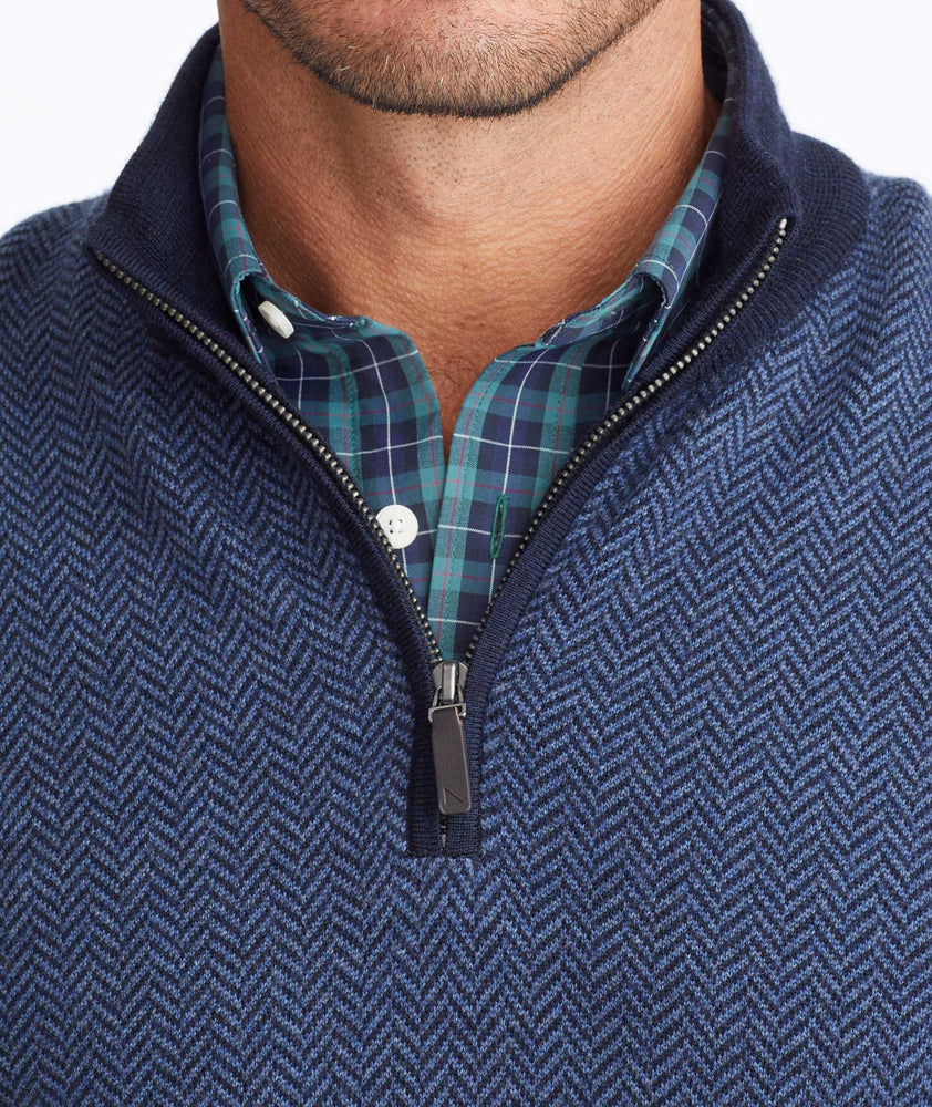 Merino Wool Herringbone Quarter-Zip Sweater